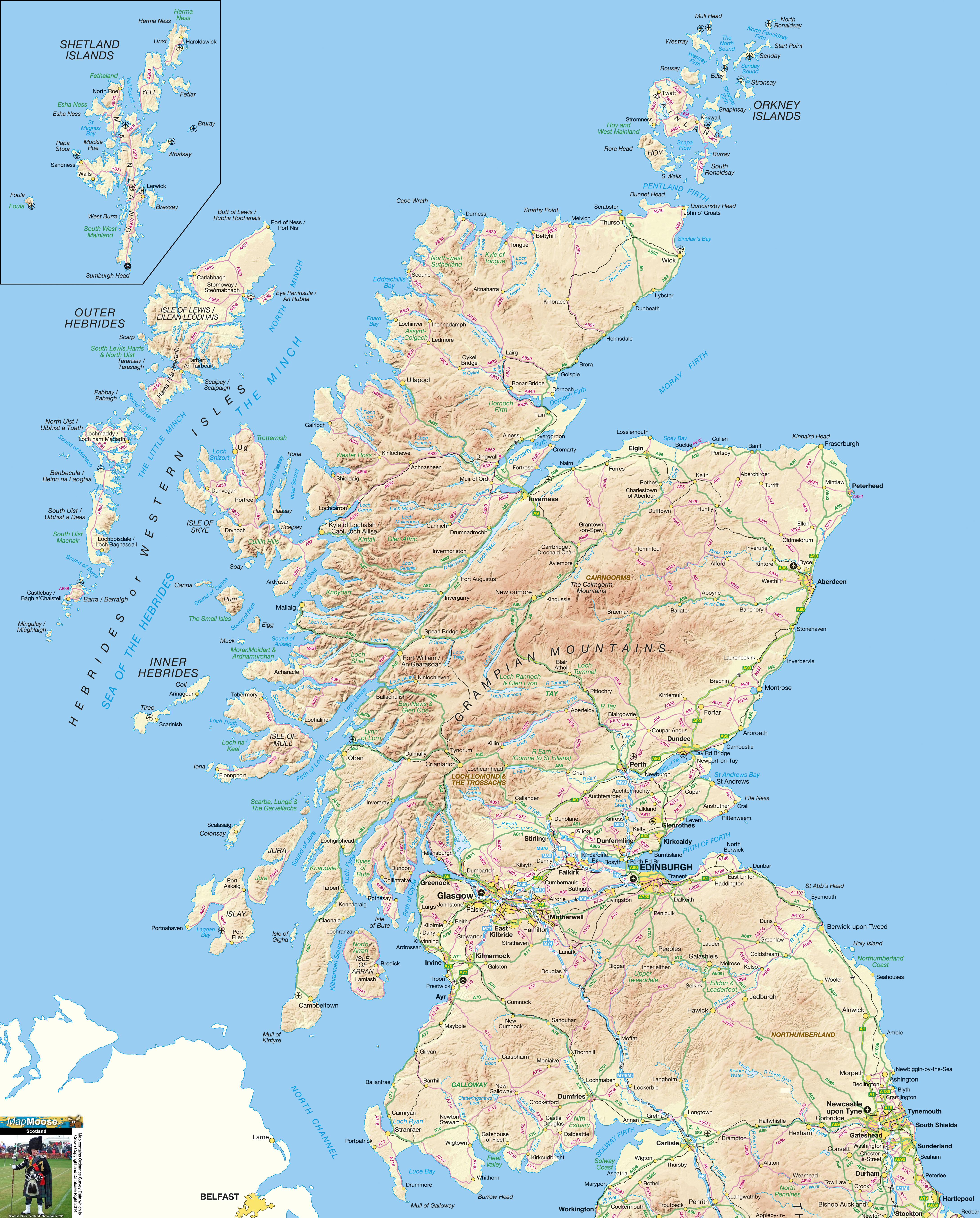 Scotland Offline Map Including Scottish Highlands Galloway Isle Of Mull Hebrides